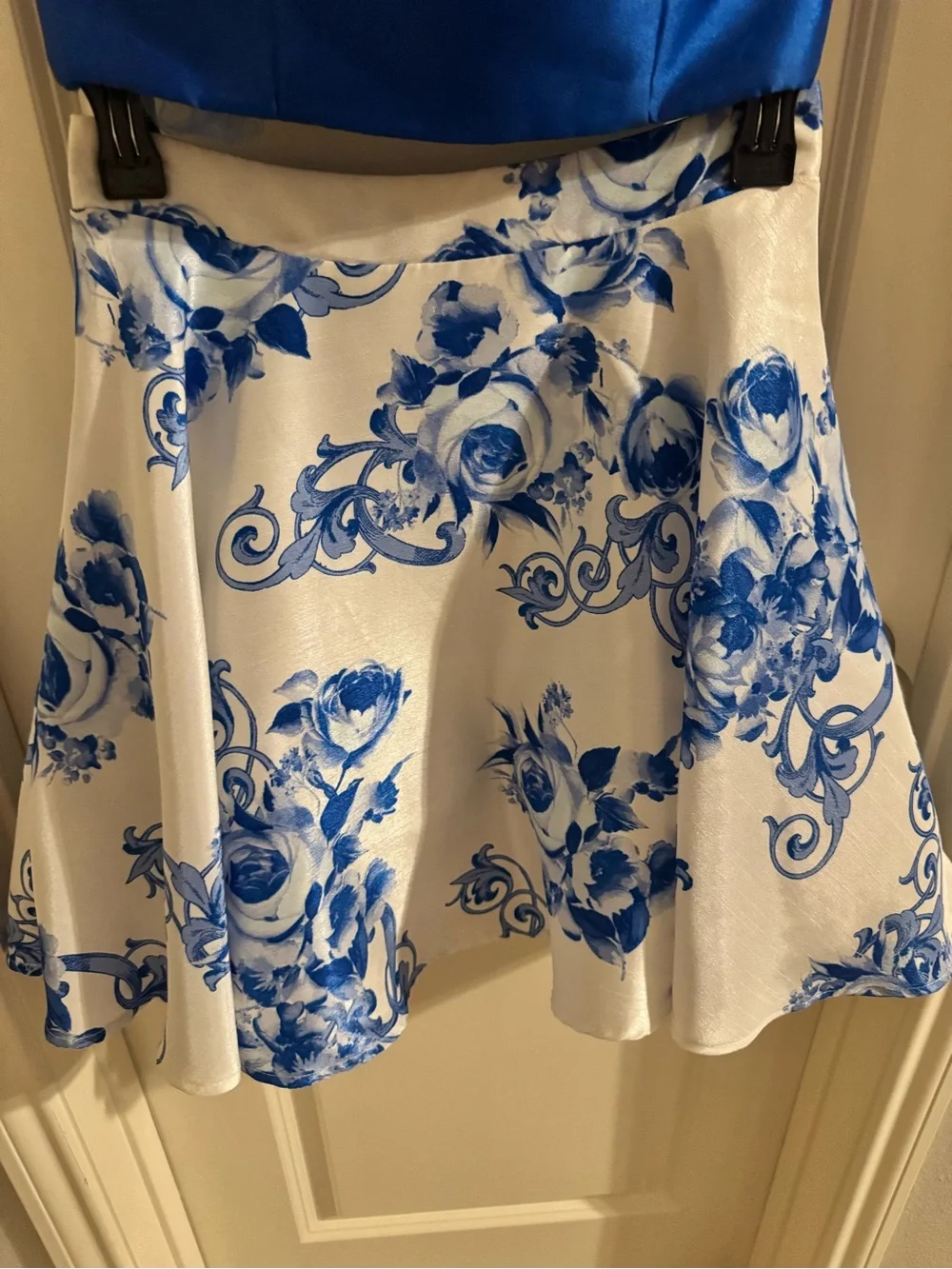 Girls Blue Floral Two-Piece Dress Set